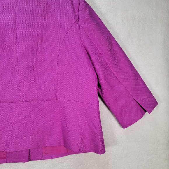 Vintage 90s D.Vine Magenta Textured Scoop Neck Ruffle Maximalist Unique Blazer - Picture 10 of 15